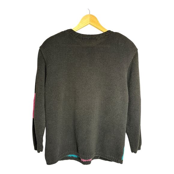 Vintage 80's Amanda Braendel Hand Knit Sweater Geometric Color Block Size Medium - Picture 9 of 10